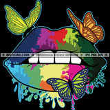 Butterfly Lips Mouth Colorful Splash Hustler Logo Grind Hustle Skillz SVG PNG JPG Vector Cut Files