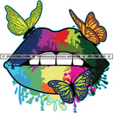 Butterfly Lips Mouth Colorful Splash Hustler Logo Grind Hustle Skillz SVG PNG JPG Vector Cut Files