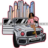 Wealthy City Woman Luxury Big Car SUV Rich Lady Hustler Hustling Grind Hustle Skillz SVG PNG JPG Vector Cut Files Silhouette Cricut