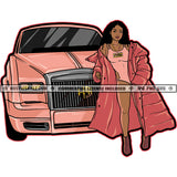 Wealthy Melanin Successful Rich Woman Expensive Car Hustler Hustling Grind Hustle Skillz SVG PNG JPG Vector Cut Files Silhouette Cricut
