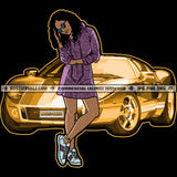 Wealthy Woman Rich Melanin Gold Sport Luxury Car Hustler Hustling Grind Hustle Skillz SVG PNG JPG Vector Cut Files Silhouette Cricut