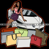 Rich Lady Wealthy Woman Expensive Luxury Sport Car Hustler Hustling Grind Hustle Skillz SVG PNG JPG Vector Cut Files Silhouette Cricut