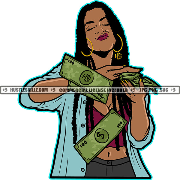 Woman Throwing Money Gif Hustler Hustling Grind Hustle Skillz SVG PNG JPG Vector Cut Files Silhouette Cricut