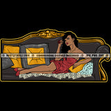 Rich Wealthy Woman Couch Full With Money Hustler Hustling Grind Hustle Skillz SVG PNG JPG Vector Cut Files Silhouette Cricut