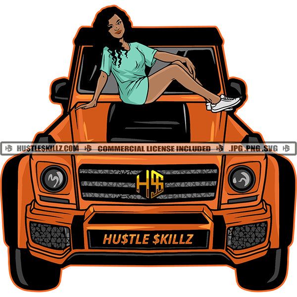 Wealthy Lady Rich Woman Luxury Expensive SUV Car Hustler Hustling Grind Hustle Skillz SVG PNG JPG Vector Cut Files Silhouette Cricut