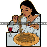 Wealthy Lady Rich Woman Eating Gold Chains Hustler Hustling Grind Hustle Skillz SVG PNG JPG Vector Cut Files Silhouette Cricut