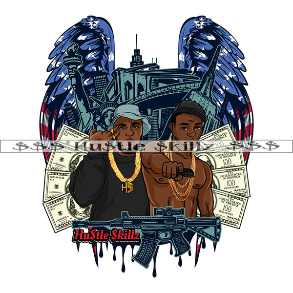 American Gangster Man City Boys Guns Protection Grind Investor Money Cash Hustle Skillz Dope Hustler Hustling Designs For Products SVG PNG JPG EPS Cut Cutting