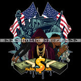 American Gangster Boys City Man Liberty Statue Grind Investor Money Cash Hustle Skillz Dope Hustler Hustling Designs For Products SVG PNG JPG EPS Cut Cutting