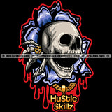 Creepy Skull Breaking Wall Skeleton Horror Scary Halloween Hustler Logo Grind Hustle Skillz SVG PNG JPG Vector Cut Files