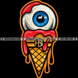 Creepy Ice Cream Eye Bleeding Cone Dripping Horror Scary Halloween Hustler Logo Grind Hustle Skillz SVG PNG JPG Vector Cut Files