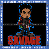 Gangster Black Man Savage Thug Life Money Protection Gun Gangsta Hustling Hustler Logo Hustle Skillz SVG PNG JPG Vector Cut Files Silhouette Cricut