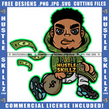 Gangster Man Holding Money Bag Showing Off Cash Investor Hard Worker Grind Illustration Grinding Wearing Suit Gold Chain Logo Hustle Skillz SVG PNG JPG Vector Cut Files Silhouette Cricut