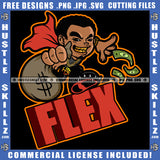 Black Man Flexing Flex Powerful Showing Off Money Dollar Sign Hand Bracelet Gold Chain Icon Graphic Grind Logo Hustle Skillz SVG PNG JPG Vector Cut Files Silhouette Cricut