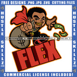 Black Man Flexing Flex Powerful Showing Off Money Dollar Sign Hand Bracelet Gold Chain Icon Graphic Grind Logo Hustle Skillz SVG PNG JPG Vector Cut Files Silhouette Cricut