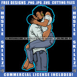 Black Beautiful Couple Hugs Kiss Romance Together Wearing Hustler Earring Relationship Goals Boyfriend Girlfriend Soulmates Forever Blessed Life True Love Logo Hustle Skillz SVG PNG JPG Vector Cut Files Silhouette Cricut