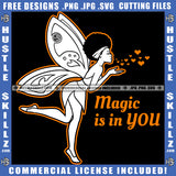 Nubian Angel Band Black And White Design Magic Is In You Fairy Fantasy Throwing Love Butterfly Girl Puff Hairstyle Logo Hustle Skillz SVG PNG JPG Vector Cut Files Silhouette Cricut