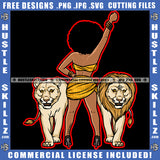 African American Lady Afro Puff Hairstyle Woman with Lion King Queen Power Wild Animal Danger Mammal Safari Nature Logo Hustle Skillz SVG PNG JPG Vector Cut Files Silhouette Cricut