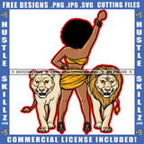 African American Lady Afro Puff Hairstyle Woman with Lion King Queen Power Wild Animal Danger Mammal Safari Nature Logo Hustle Skillz SVG PNG JPG Vector Cut Files Silhouette Cricut