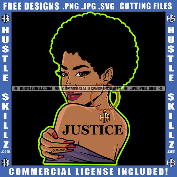 Melanin Woman Lives Matter Humanity Social Protest Justice Afro Puff Hairstyle Hustler Earing Beautiful Eyes Logo Hustle Skillz SVG PNG JPG Vector Cut Files Silhouette Cricut