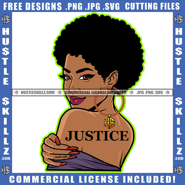 Melanin Woman Lives Matter Humanity Social Protest Justice Afro Puff Hairstyle Hustler Earing Beautiful Eyes Logo Hustle Skillz SVG PNG JPG Vector Cut Files Silhouette Cricut