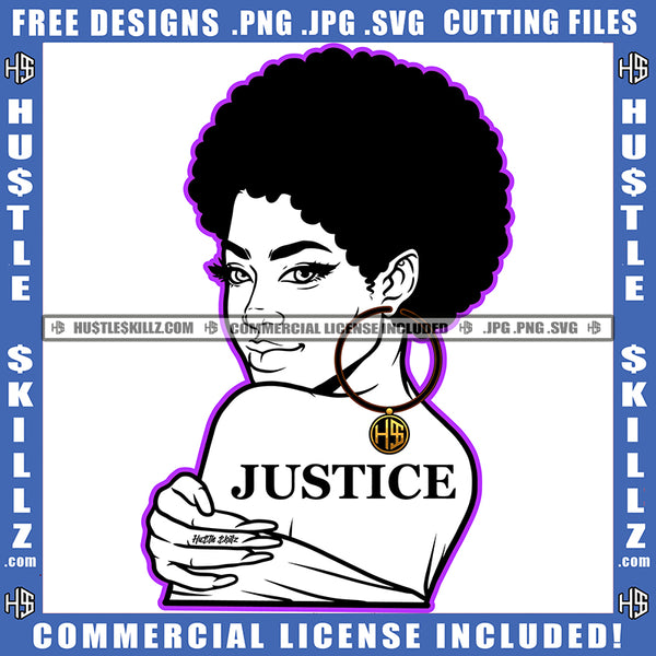 Woman Black And White Design Lives Matter Humanity Social Protest Justice Afro Puff Hairstyle Hustler Earing Beautiful Eyes Logo Hustle Skillz SVG PNG JPG Vector Cut Files Silhouette Cricut