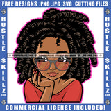 Black Woman Boss Lady Eye Glasses Dreadlocks Locs Hairstyle Beautiful Eyes Logo Hustle Skillz SVG PNG JPG Vector Cut Files Silhouette Cricut