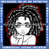 Pretty Woman Black And White Design Cute Boss Lady Dreads Locs Hairstyle Beautiful Eyes Logo Hustle Skillz SVG PNG JPG Vector Cut Files Silhouette Cricut