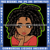 Nubian Woman Beautiful Eyes Cute Girl Hustler Dreadlocks Locs Hairstyle Logo Hustle Skillz SVG PNG JPG Vector Cut Files Silhouette Cricut