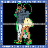 Afro Black Couple Holding Hand Kissing Matching Outfit Walking Relationship Goals Soulmates Blessed Life True Love Logo Hustle Skillz SVG PNG JPG Vector Cut Files Silhouette Cricut