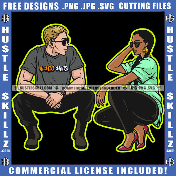 Couple Man Woman Sitting Romantic Moment Looking Eachother Relationship Icon Hustling Graphic Logo Hustle Skillz SVG PNG JPG Vector Cut Files Silhouette Cricut