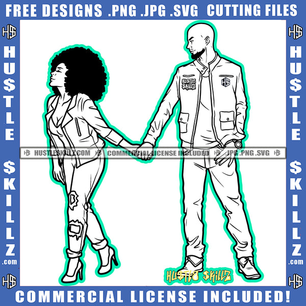 Go Away Woman Man Couple Black And White Design Holding Hand Matching Suit Walking Relationship Goals Soulmates Logo Hustle Skillz SVG PNG JPG Vector Cut Files Silhouette Cricut