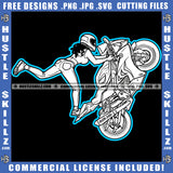 Superbike Freestyle Motorbike Girl On The Rear Wheel Black and White Illustration Helmet Riding Speed Biker Ride Vehicle Logo Hustle Skillz SVG PNG JPG Vector Cut Files Silhouette Cricut