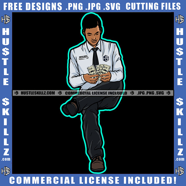 Finance Gangster Business Man Money Counting Investor Cash Stocks Graphic Grind Logo Hustle Skillz SVG PNG JPG Vector Cut Files Silhouette Cricut