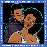 True Love Afro Black Couple Husband Wife Together Happy Romantic Relationship Goals Soulmates Blessed Life Hustler Earring Logo Hustle Skillz SVG PNG JPG Vector Cut Files Silhouette Cricut